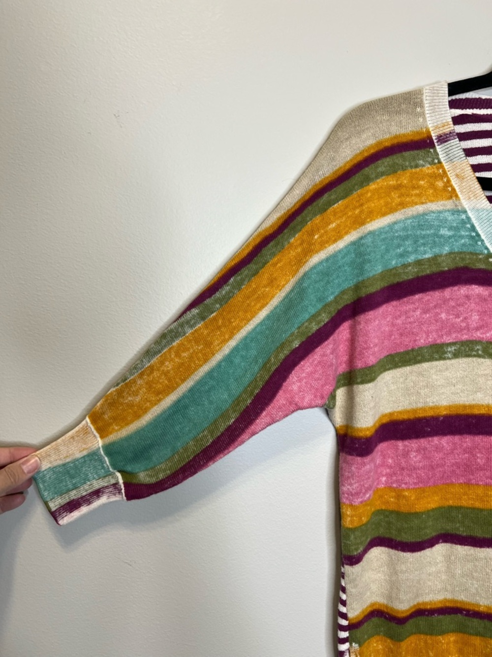 SUNDANCE Johanna 100% Cotton Multi Stripe sweater Top size Small - Picture 4 of 10